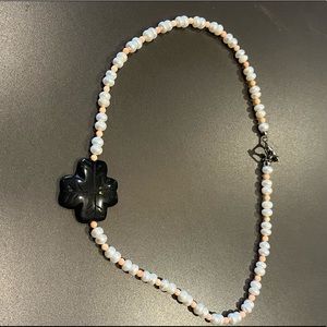 Closing closet make offer. Vintage onyx pearl coral 18 inch necklace